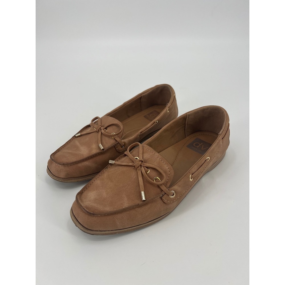 DV Dolce Vita Modern Tan Brown Boat Shoe Loafers Womens Size 7 Toe Bow Slip On